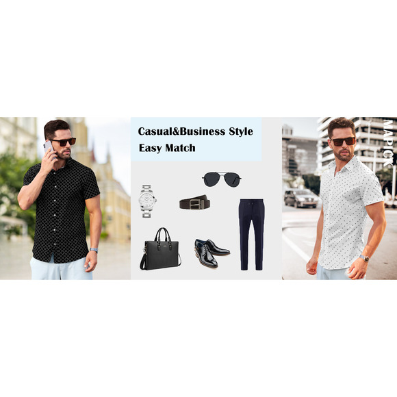 Large Button Down, Short Sleeve, Slim Fit Casual or Work Shirt - Picture 2 of 3